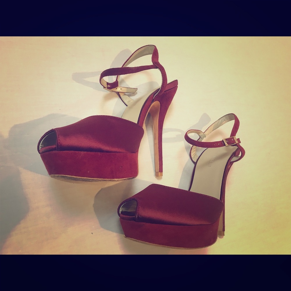 Karen Millen Suede and Satin Peep toe sandals